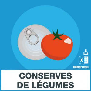 Emails des conserves de légumes