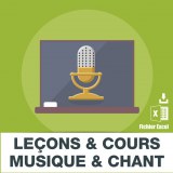 Emails leçons et cours de musique et chant