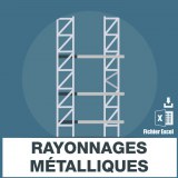 Base des adresses emails des rayonnages métalliques