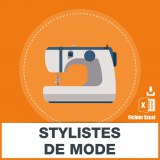 Base d'adresses emails des stylistes de mode