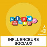 Adresses emails influenceurs sociaux